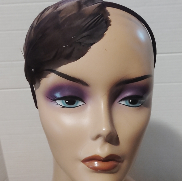 Brown Feathered 2920's Style Flapper Headband - Picture 5 of 7